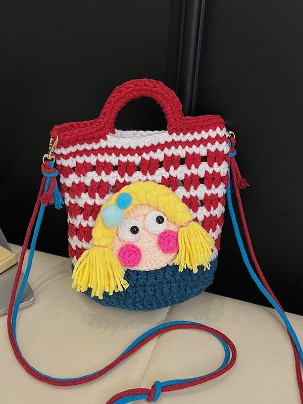 Cute Girl Handwoven Mini Shoulder Bag With Soft Yarn Material For Daily Use