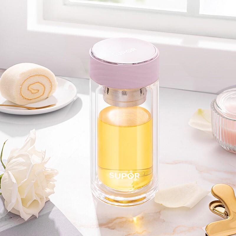 SUPOR Portable Double-Wall Glass Tea Infuser Bottle