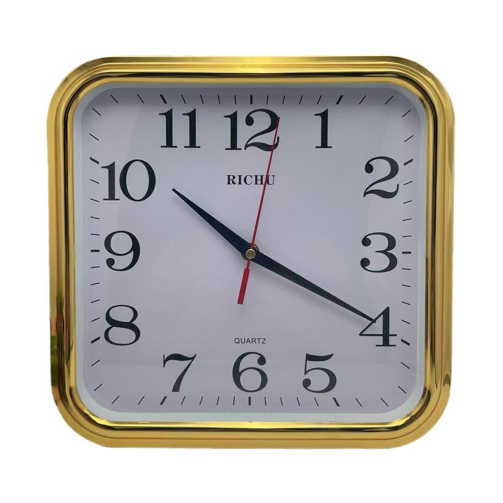 12-Inch Square Wall Clock with Large Numbers and Quartz Movement, Silent Second-Hand, Battery-Operated for Living Room.