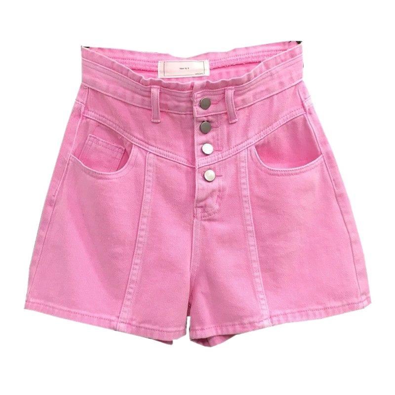 Women's Pink Wide-Leg High-Waist Denim Shorts - Summer 2026 Collection