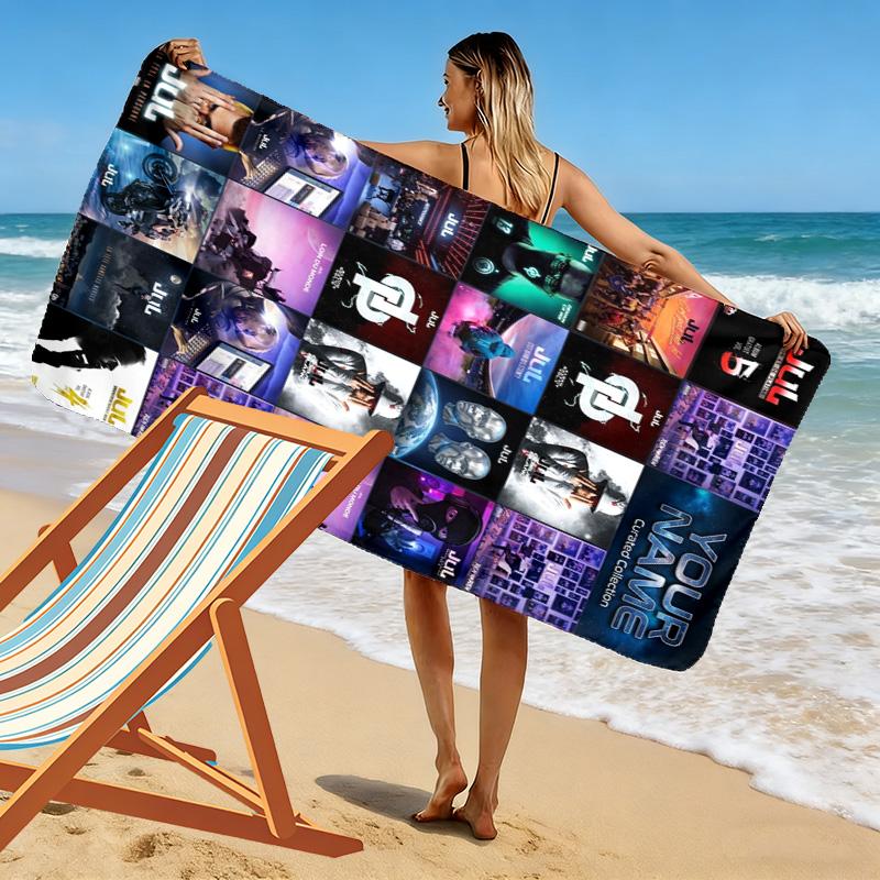 Name Custom Jul album Poster Print Beach Towel, Large Soft Quick Dry Towel for Beach Camping Swimming