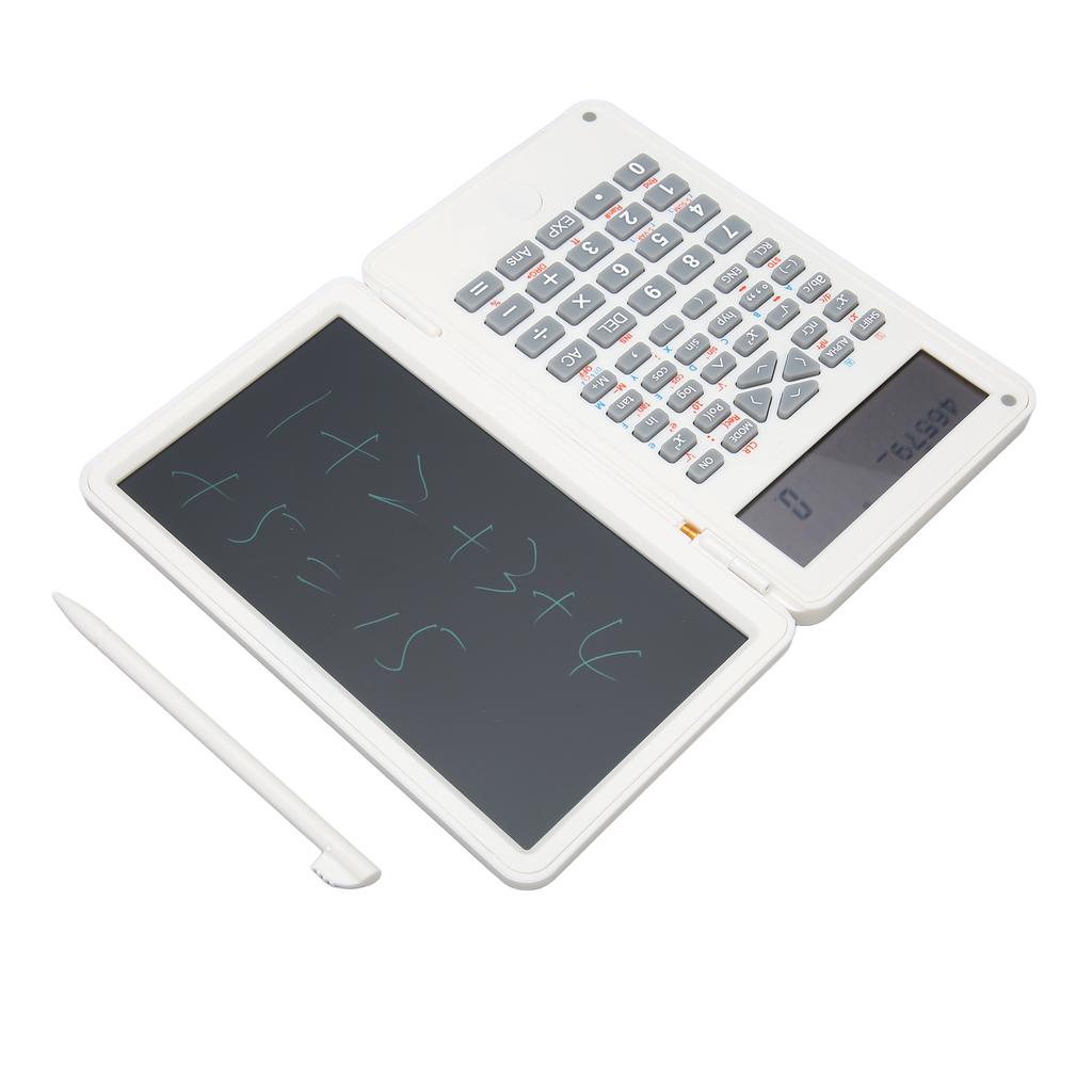 Calculator with Notepad Portable 10 Digits LCD Display Scientific Calculator for School Office Meetings and Family White