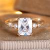 Minimalist White Zircon Rectangle Stone Rings For Women Fashion Gold Color Engagement Bands Wedding Jewelry Bridal Birthday Gift