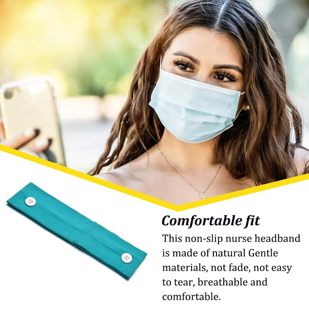 Button Headband Holder Solid Good Elasticity Relieve Ear Pain Good Fixation Sport Scarf Classic Headcloth Sweat Absorption Men