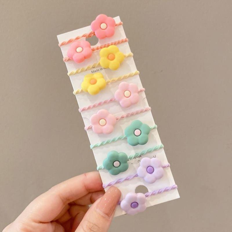 10Pcs/Set Girls Cute Cartoon Animal Rubber Band Elastic Hair Bands Children Headwear Hair Accessories Kids Headband Ornaments