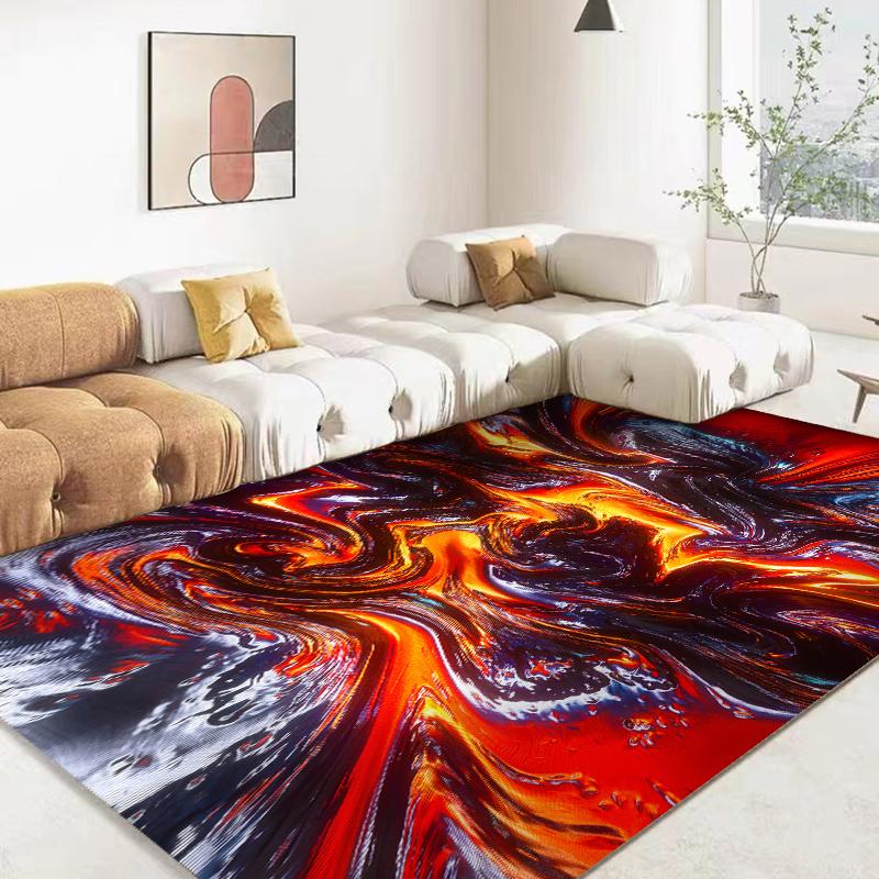 3D Volcano Lava Magma Area Rug Large Red Carpet for Living Room Bedroom Sofa Home Decor Kids Game Play Non-slip Floor Mat