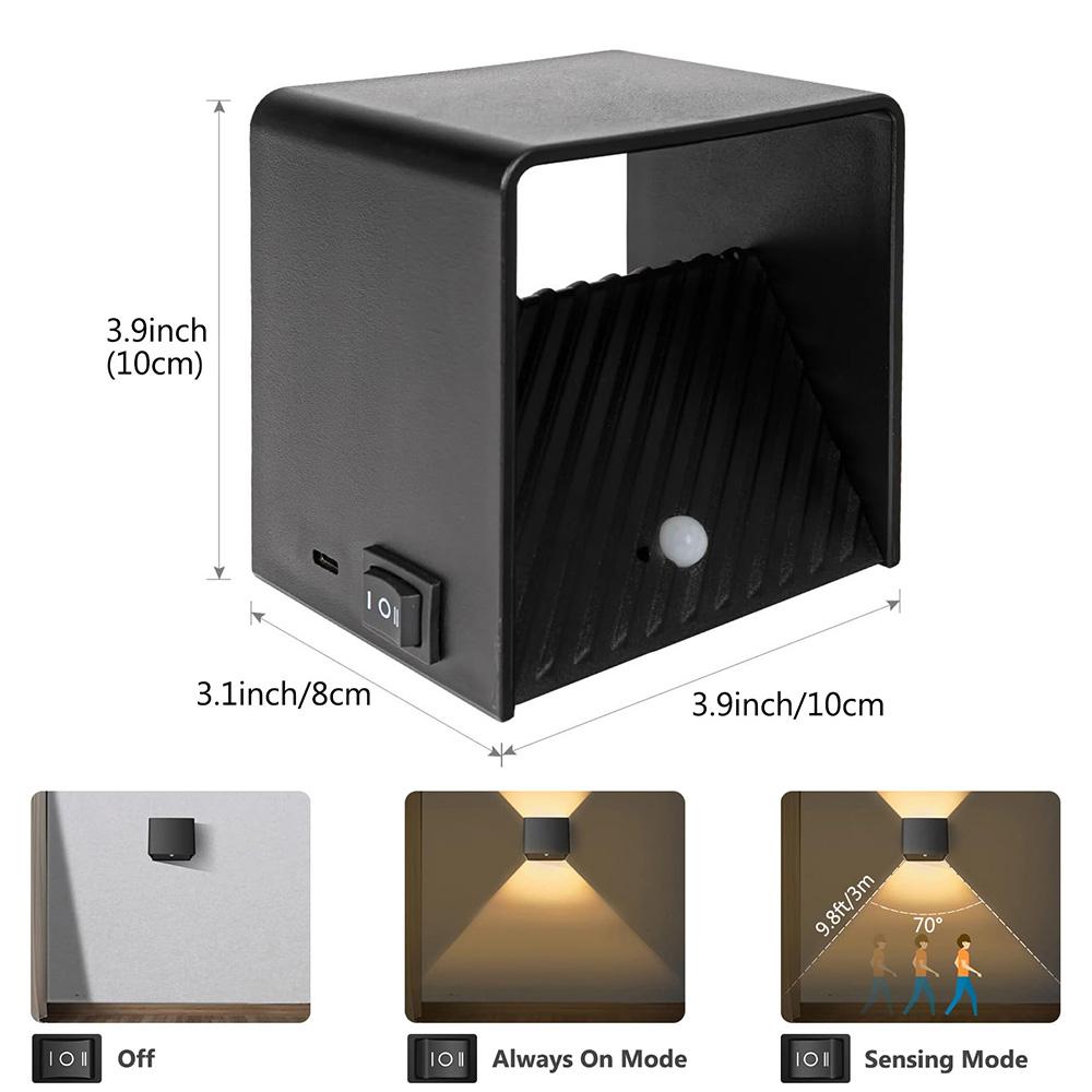 LED Wall Sconce Remote Control Dimmable RGB Lamp Up Down Wall Mount Lights Rechargeable Battery Cordless Light Home Decor