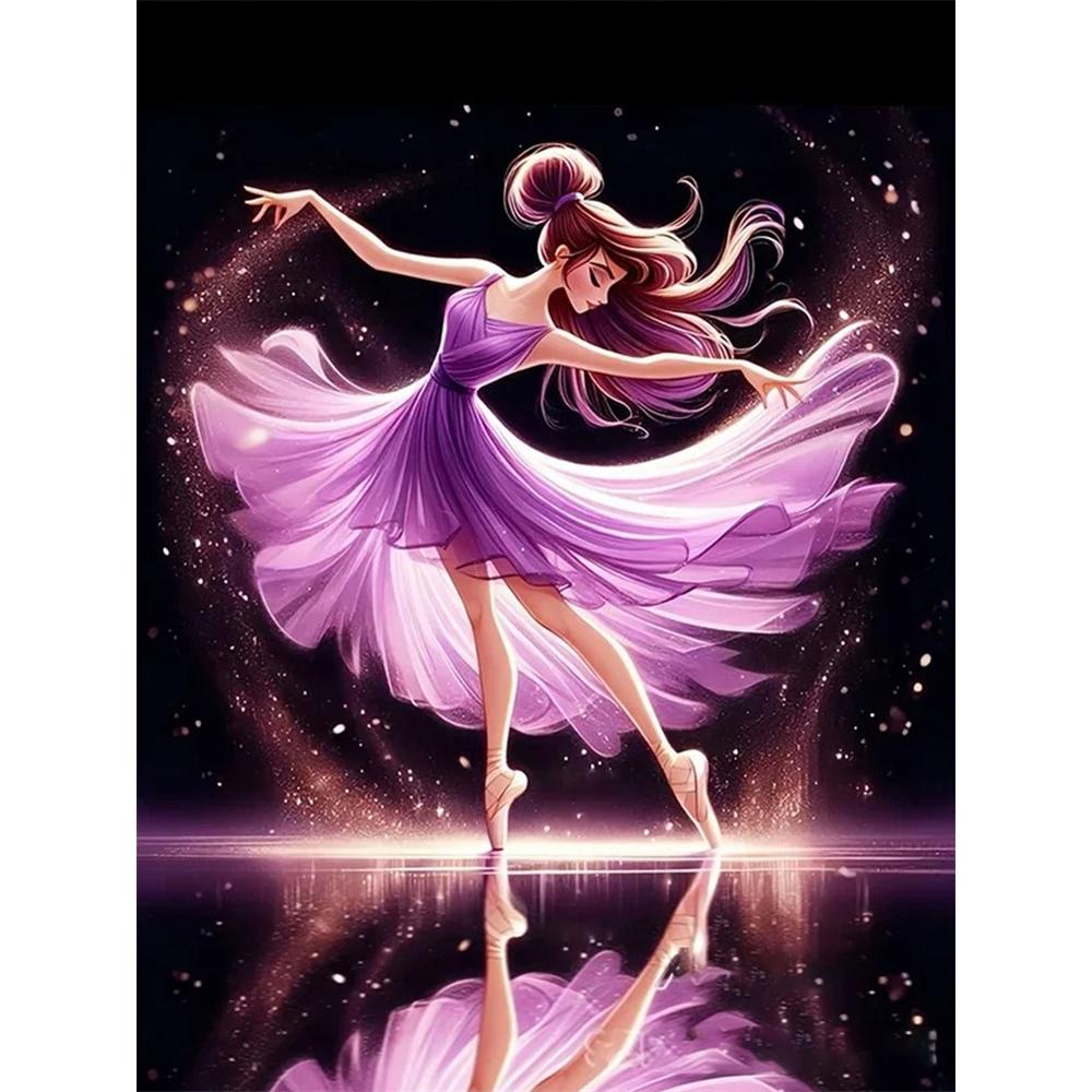 

Disney Diamond Painting Purple Dreamy Ballerina Healing Illustration, 5D Diamond Painting Art Embroidery Cross Stitch Room Decoration Round 20x30cm