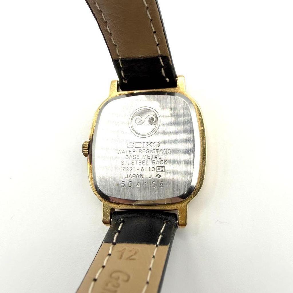 Working Item SEIKO Ladies Watch Quartz Gold 7321-6110 Seiko Square 7321-6110 Ivory Dial New Belt Gold S