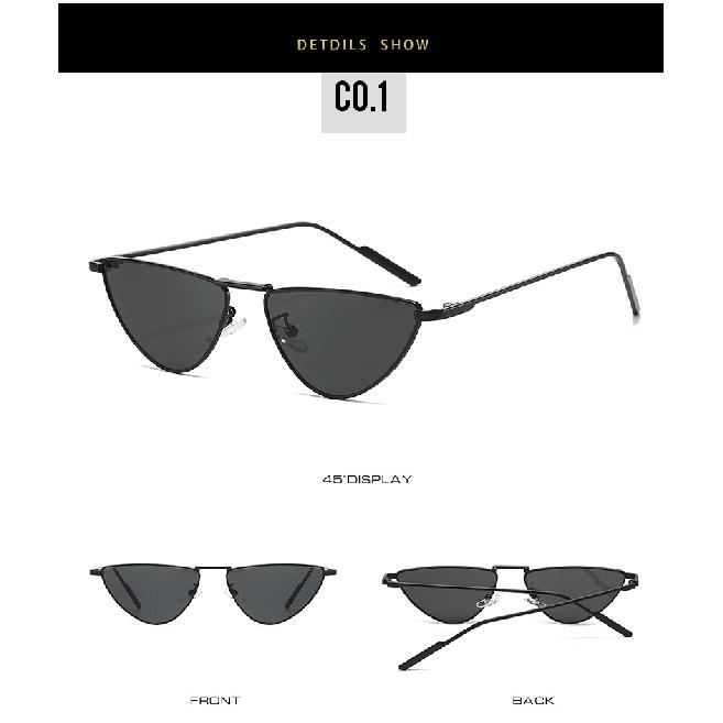 Metal-framed cat-eye sunglasses with light-colored lenses, for men and women