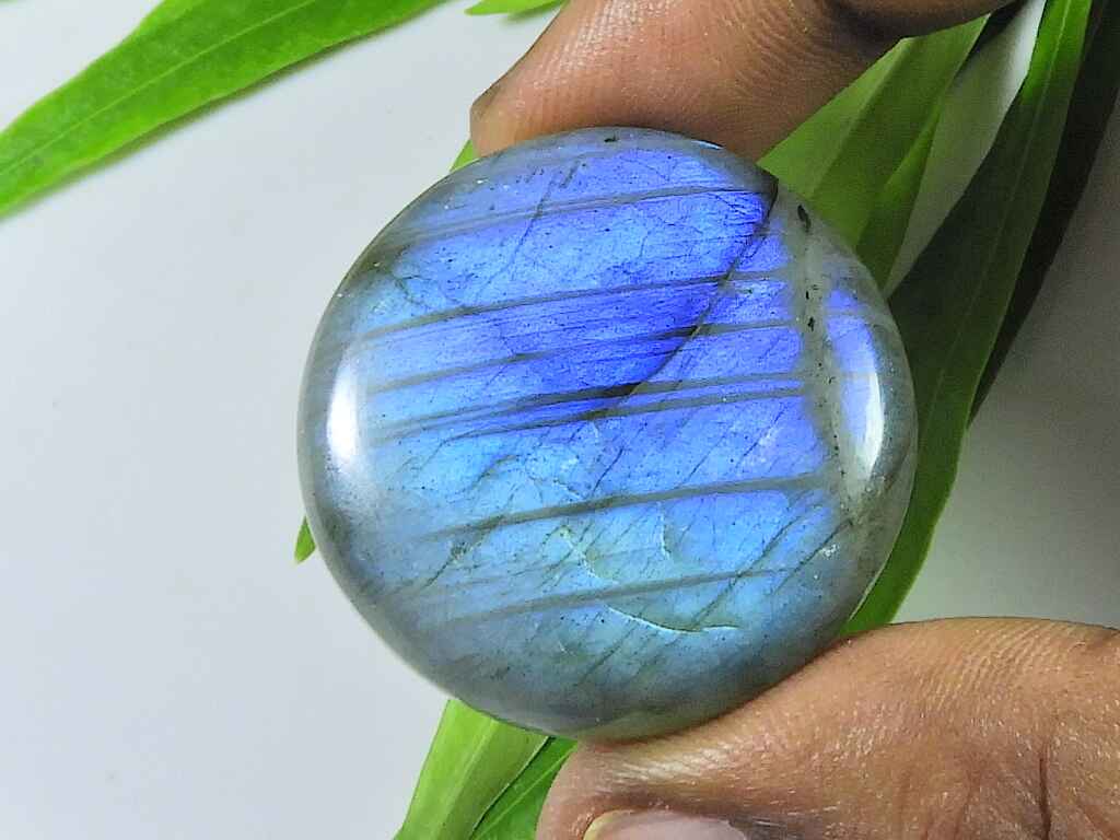 32X32MM Blue Labradorite Round Shape Cabochon Loose Natural Gemstone 70Cts. SK-3917