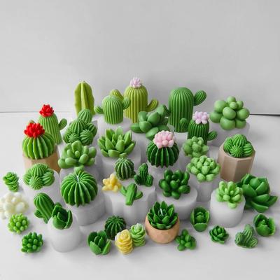 Juegos de Moldes de Silicona para Velas de Cactus Suculentas 3D DIY Jabón Hecho a Mano Yeso Kit de Manualidades Molde para Fundición de Epoxi Herramientas para Hornear Pasteles