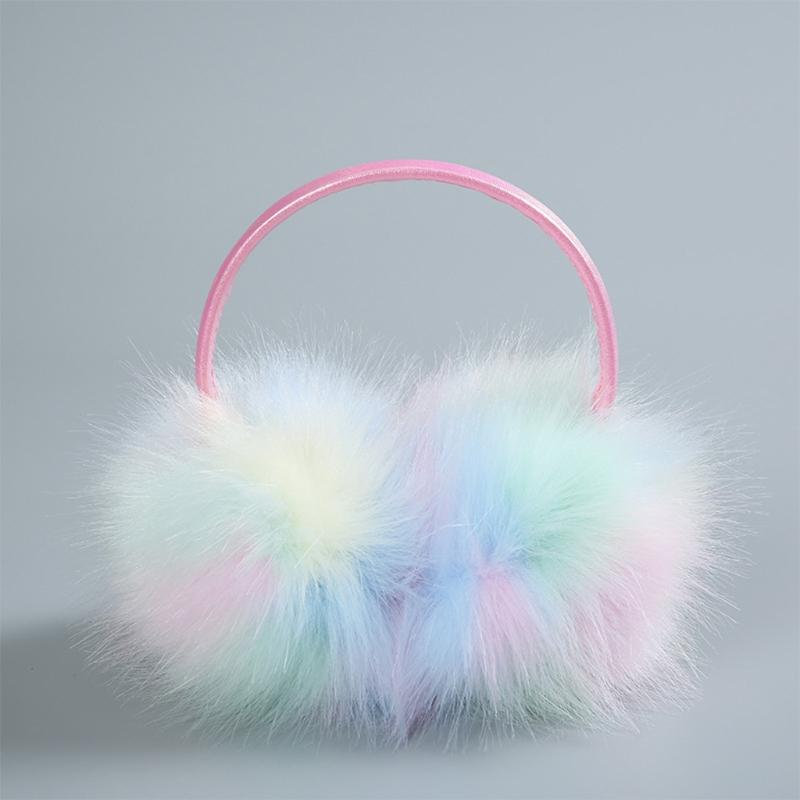Modische Plüsch-Hörer für Damen, Winter, Warm, Weihnachts-Kopfhörer-Form, Mädchen-Ohrenschützer, Polarlichter-Farbe