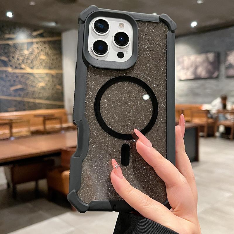 Case for IPhone 17 16 12 13 14 15 Pro Max 17AIR Four Magnetic Attraction Corner Anti Drop Color Border Hard Silicone Back Cover