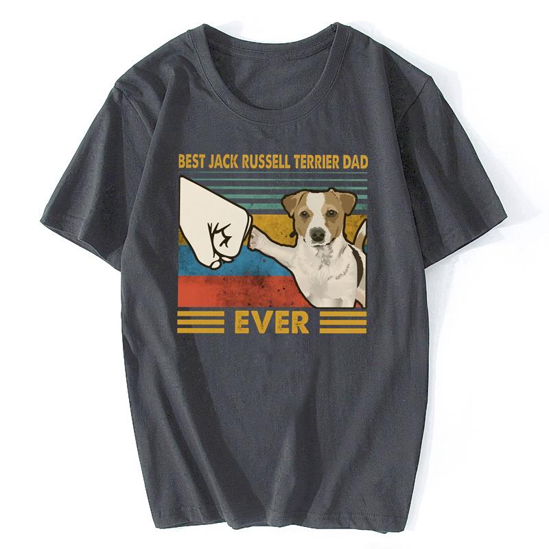 Retro Best Jack Russell Terrier Dad Ever T Shirt For Men Short Sleeve Dog Lover Summer T-shirt Soft Cotton Tee Merchandise Gift