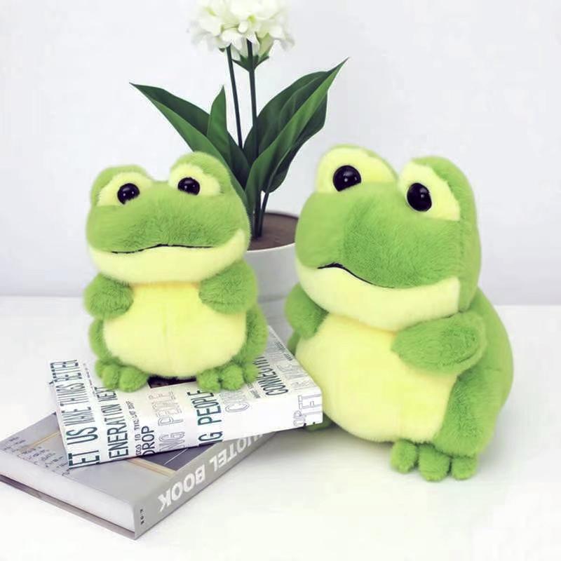 Sitting Frog Plush Toy Green Fluffy Frog Doll Soft Comfortable Animal Sleep Pillow Sofa Decor Stuffed Cushion Girl Birthday Gift