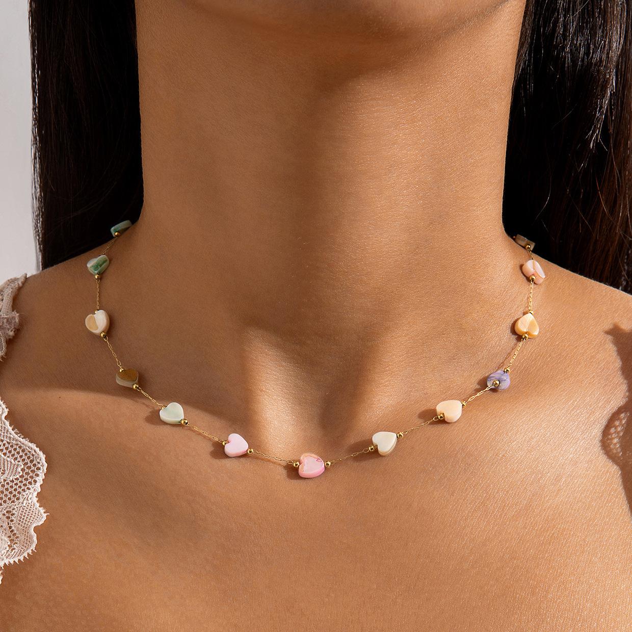 

Heart-shaped Titanium Steel Necklace, Sweet And Delicate Clavicle Chain For Women. One Size