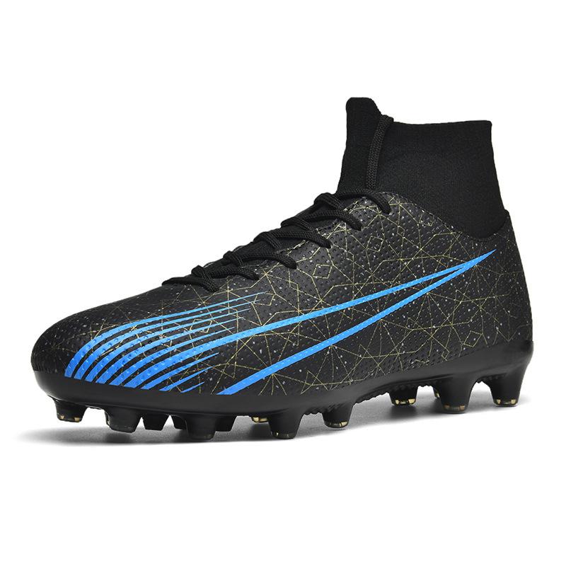 Football Shoes Men's and Women's High-top Broken Nails Student Adult Artificial Grass Ag Long Nails Non-slip Children's Sneakers Sports