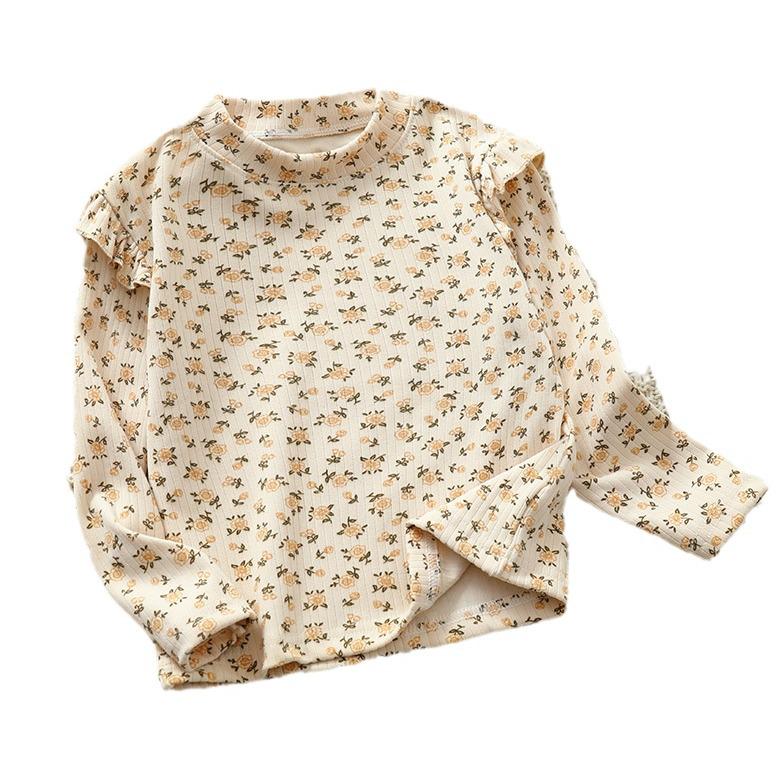 Girls' Floral Long-Sleeve T-Shirt - Autumn Korean Style Base Layer
