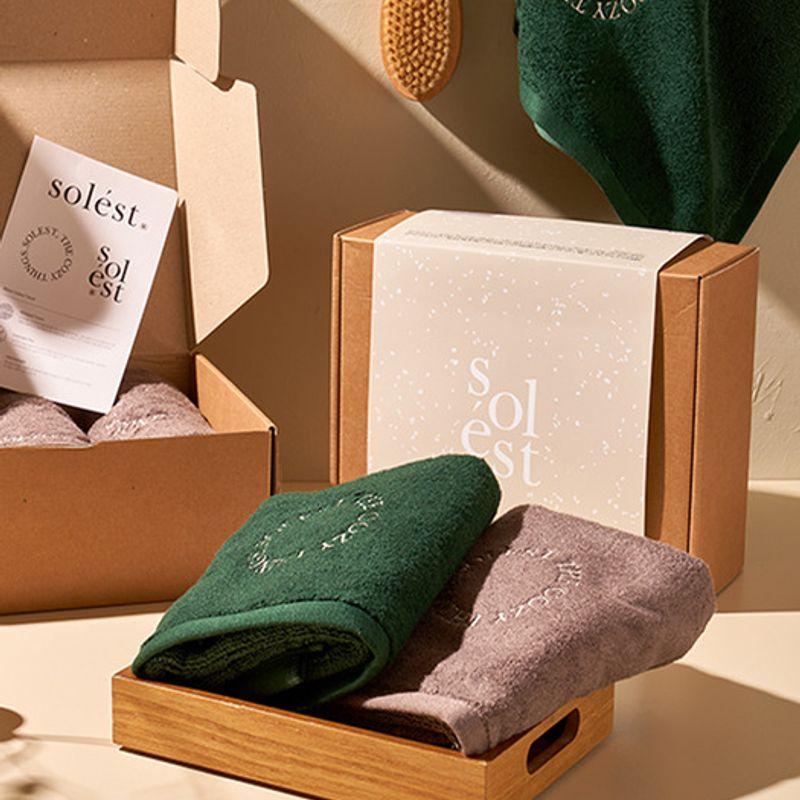Solest Cotton & Bamboo Fabric Terrazzo Towel Acne Antibacterial 240g Hotel Towel, 3 Pieces