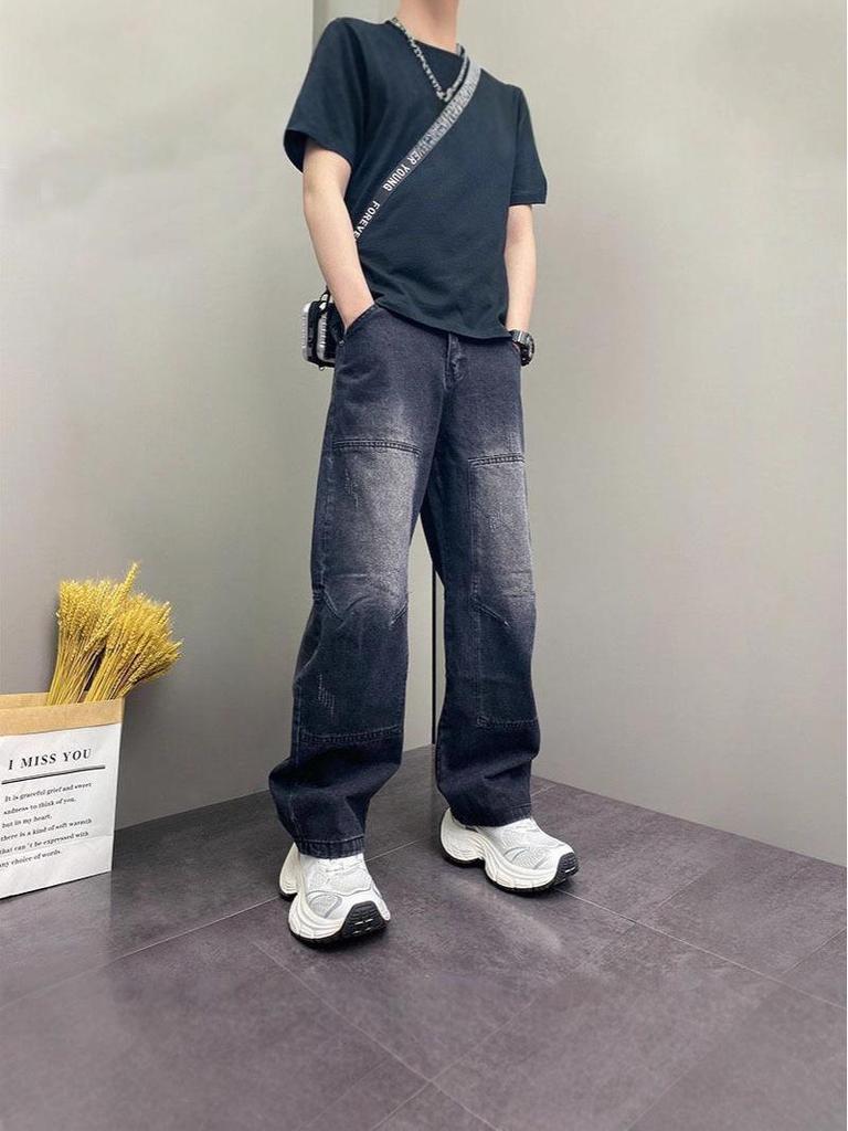 2025 Jugend Herren Harem Locker Geschnitten Gewaschene Blaue Jeans für Frühling & Herbst