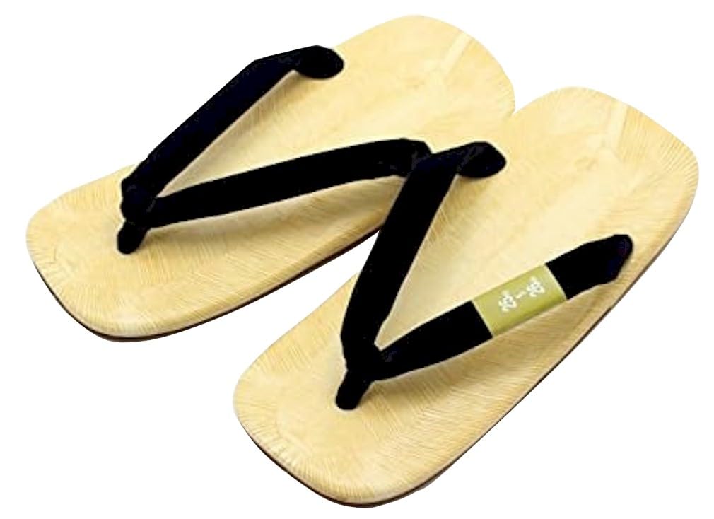 Asakusa in Geta Sandals with Black Straps for and Japanese Shoe [Made Japan] High-Quality Leather-Soled (Perfect Kimono, Yukata, Jeans. Men's) (Black,