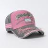 Hip Hop Washed Old Denim Pink Baseball Cap Female Ripped Retro Trendy Brand Letter Spring and Summer Cap Male