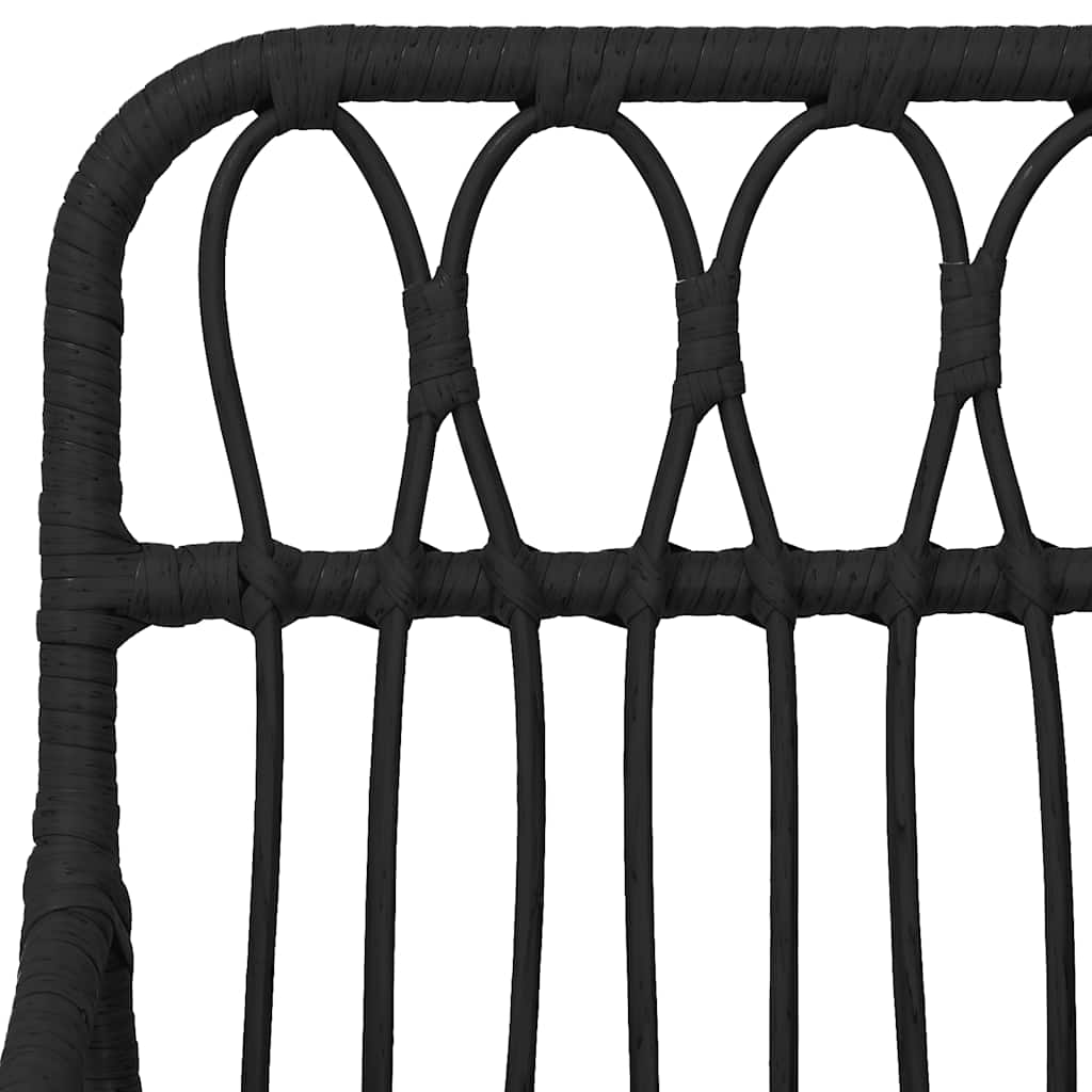 7 Piece Outdoor Dining Set Black Poly Rattan