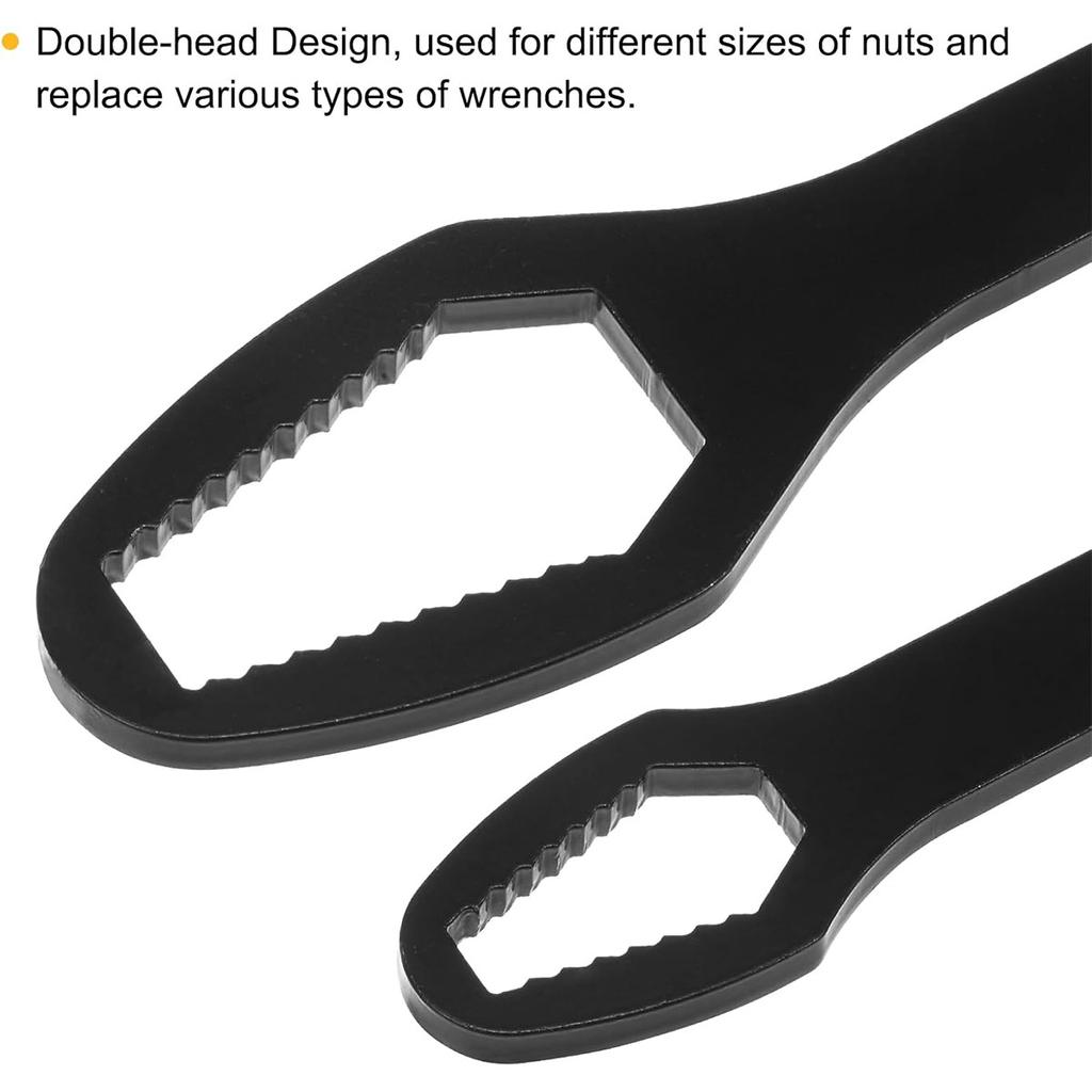 Multi Functional Dual Head 8-24mm Universal Torx Wrench, Double-ended Self-tightening Adjustable Wrench Tools,Black and Silvery