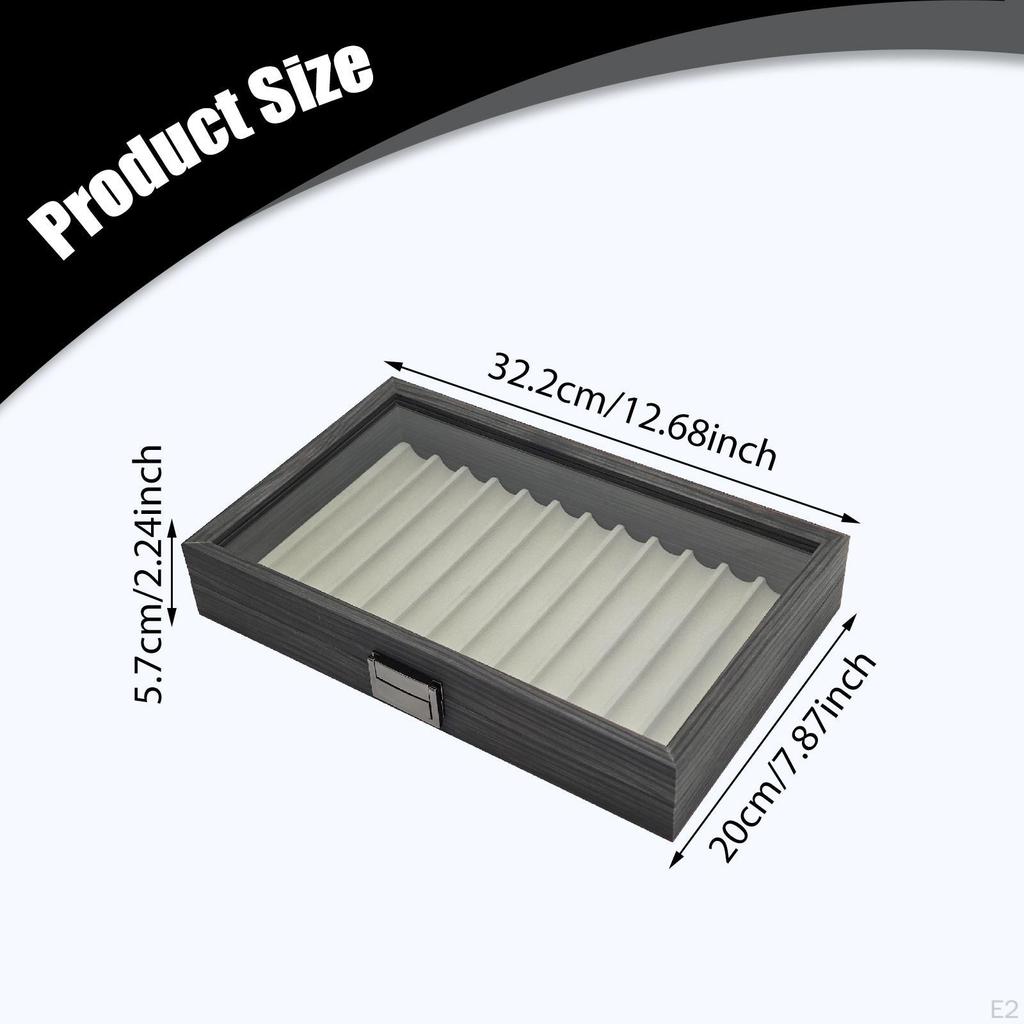 Wooden Pen Display Case, Storage Box Container Organizer with Clear Window for Father Day