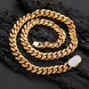 Cross Border Trend 18K Gold Plated Stainless Steel Hip Hop Bright Surface Cuban Necklace Men and Women Jewelry