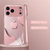 Funda de Cristal Metálico Rosa Claro de Lujo con Patrón de Manzana para iPhone 17 16 15 14 13 12 11 Pro Max Plus 17Air 16E