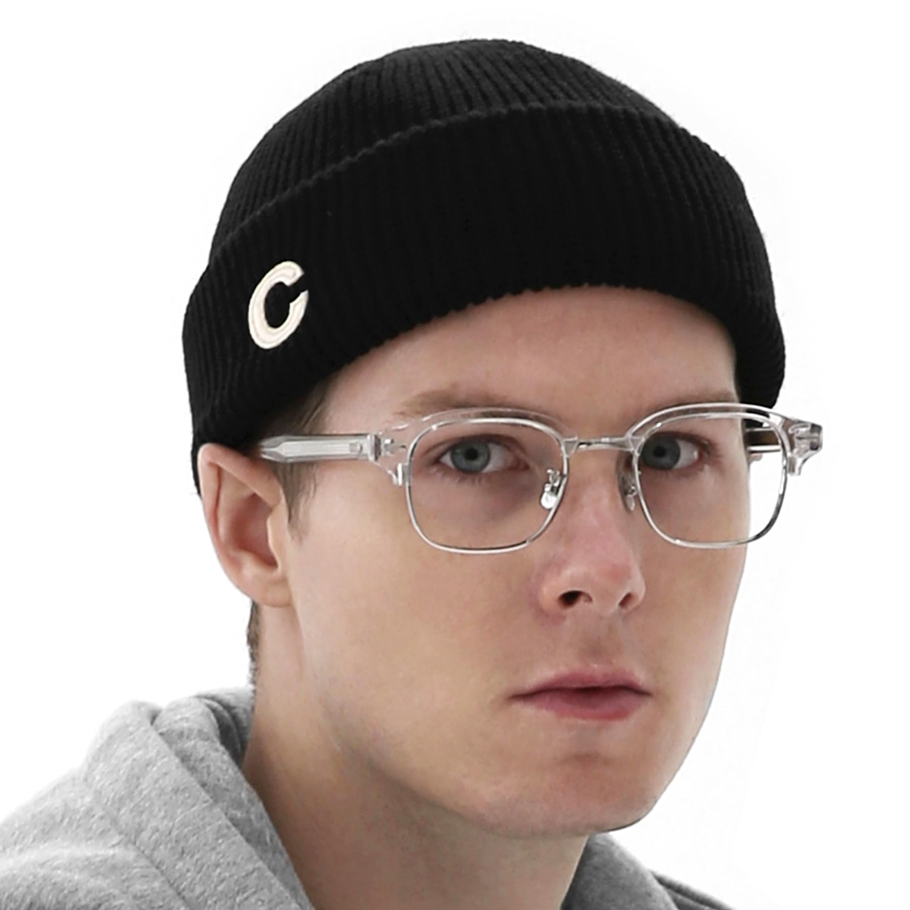 

UNDERCONTROL Логотип Нашивка Унисекс Эластичная Короткая Толстый Отворот Теплая Шапка Бини Корейский Траулер Мягкая Вязаная Шапка-Чулка Двойной Отворот Осень/Зима (Акрил, Таб,