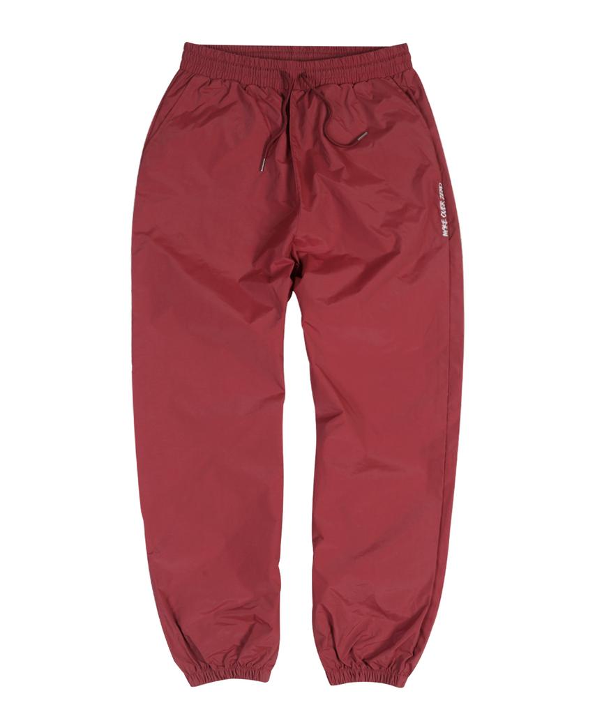 MOZMOZ Solid Embroidered Nylon Jogger Pants Burgundy
