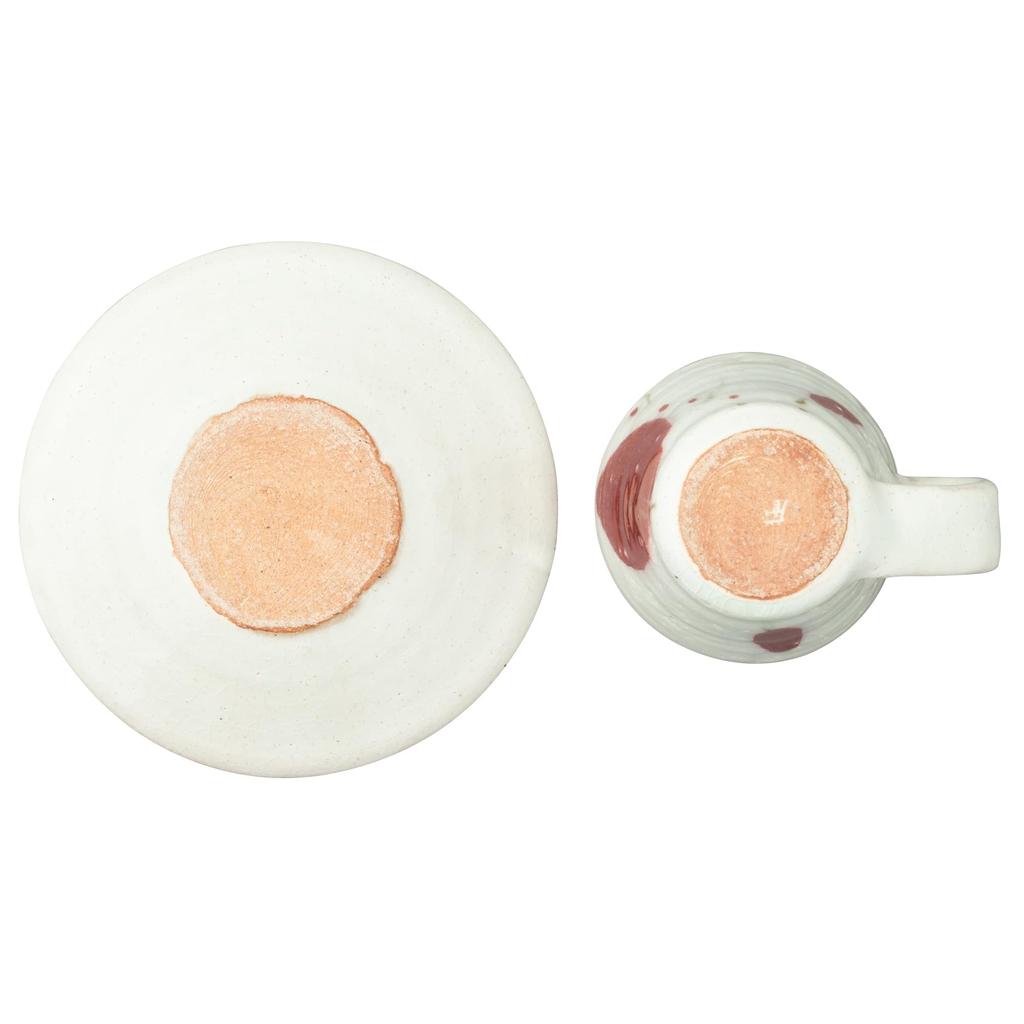 Marui Seito Shigaraki Ware Hechimon Cup & Saucer, 210ml Capacity, Akaha Red, MR-3-4400