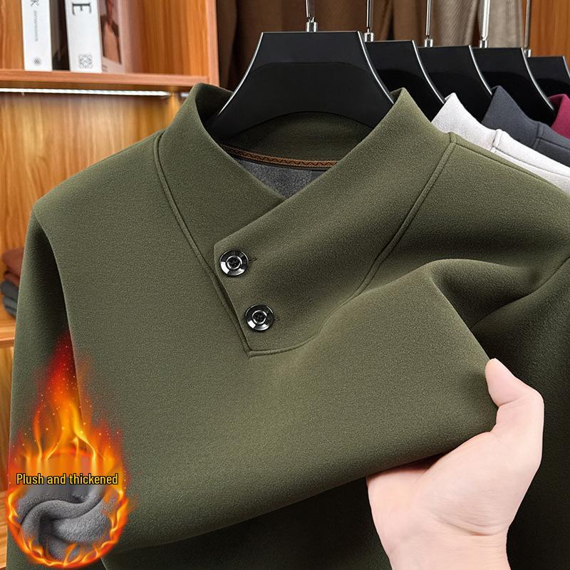 Men's High-Grade Velvet Stand Collar Hoodie - Thickened Winter Base Layer 2025