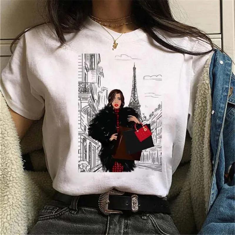 Maycaur Women Casual Short Sleeves T-shirt Harajuku Sexy Women Print T Shirt Fashion Korean Trendy White Tops Female Tshirts