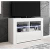 Meuble TV De Salon Avec LED | Blanc Brillant | 1 Porte Avec 6 Compartiments | 100 X 65 X 35cm | Modèle Lilian