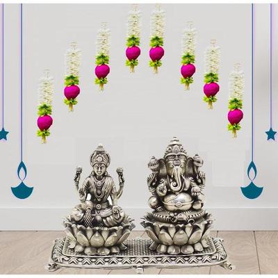 Lotus Hanging 8Pcs - Small- 10 INCH| Floral Wall Hangings, Temple Decoration Items, Backdrop for Pooja Decor, Pooja Room Decorate Items