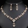 Elegant Floral Jewelry Set Women Gold Alloy Necklace Earrings Wedding Party Accessory