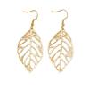Stylish European and American Leaf Texture Hollow Earrings - Elegant and Versatile Fashion Jewelry
