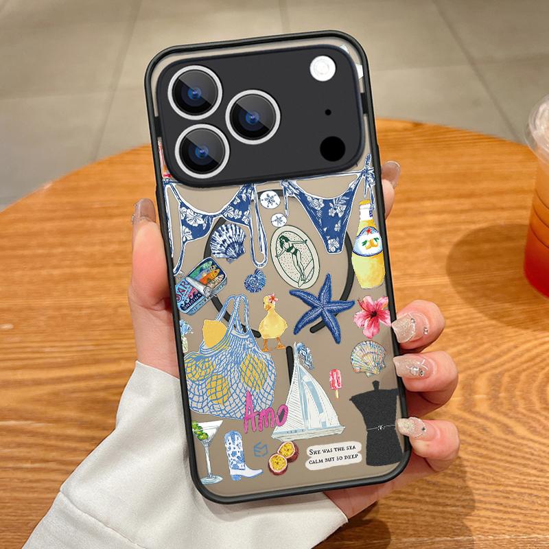 Jellyfish Dolphin Pattern Case For iPhone 17 Pro Max Case iPhone 16 Pro Max 15 14 13 16E 17E Magnetic For Magsafe Hybrid Matte Cover