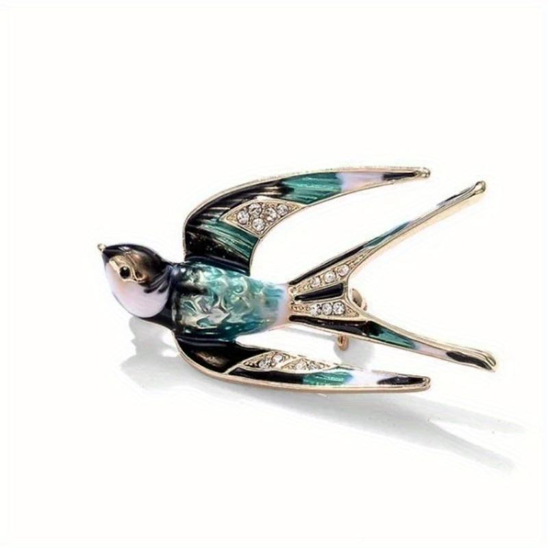 Klassieke broche met zwaluw van geëmailleerd metaal, geschikt voor sjaals, als kerstcadeau, voor banketten en bruiloften.