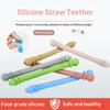 Silicone Kid Chewing Tube Pacifier Teeth Massager Hollow Molar Straw Oral Training Baby Teether Toy