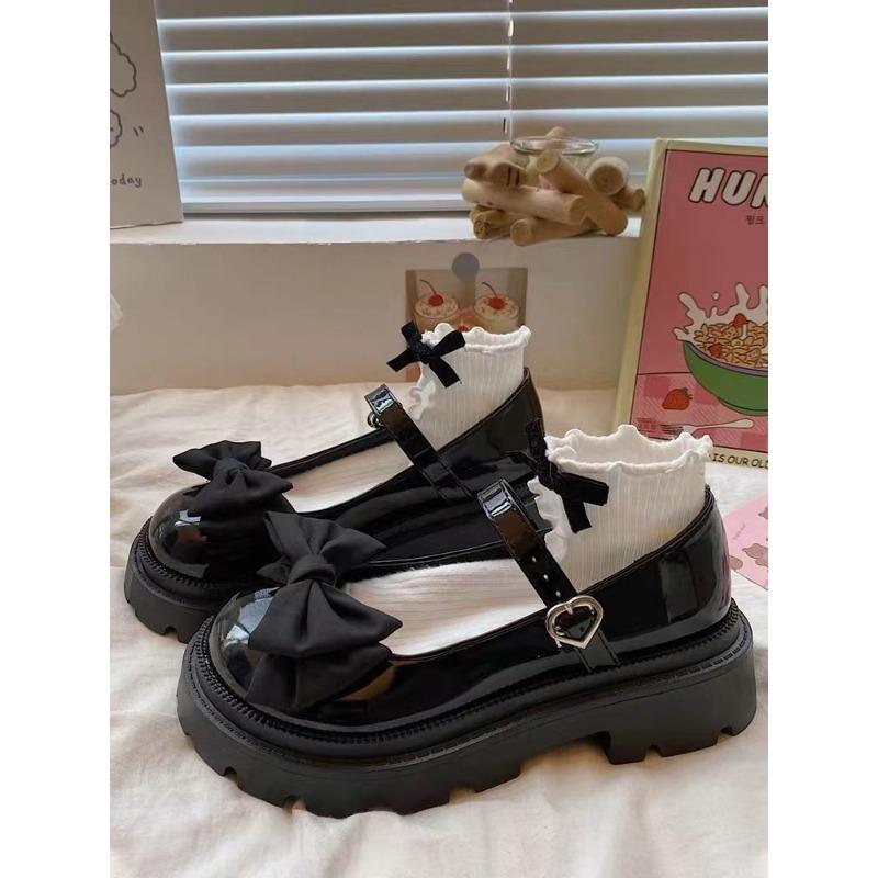 Mary Jane Small Leather Shoes Summer Women's Platform Big Head Shoes Sweet and Cool Versatile Thin Bow Single Shoes