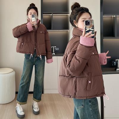 Corduroy Splicing Short Down Cotton Clothes Women's New Winter Loose Thickened Cotton Coat