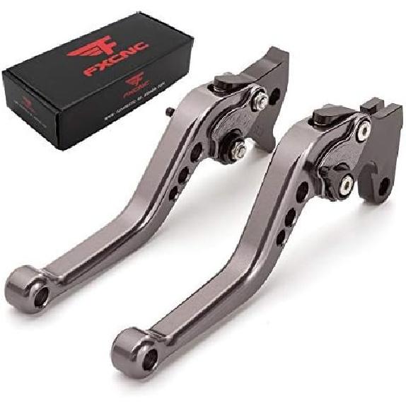 

FXCNC Motorcycle Adjustable Brake Clutch Levers Compatible with Continental GT 650, Continental GT 535, 650 Interceptor, Royal Enfield C5 and B5, Gray Lever with Black Adj