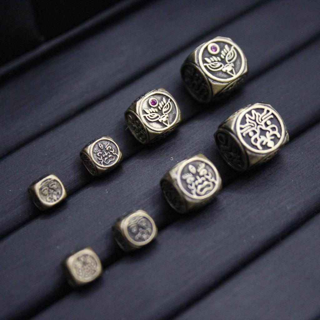 Tibetan Antique Bronze Jambhala Zircon Spacer Beads for DIY Brass Jewelry
