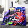 Custom Name Miraculous Tales of Ladybug Cat Noir Theme Printed Blanket - Perfect for Couch, Bed, Travel & Outdoor Use | Machine Washable, Cozy & Durab