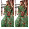 Fashion Loose Party Club Casual Dress Elegant Floral Chiffon Long Dress Women French Style Short Sleeve Summer Dress Robe 26661